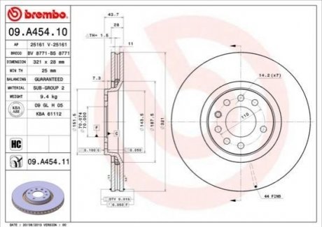 Гальмівний диск BREMBO 09.A454.11 (фото 1)