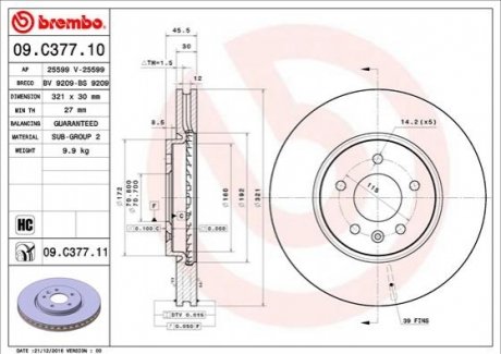 Тормозной диск BREMBO 09.C377.11