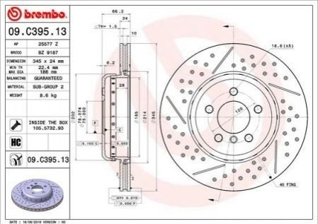 Тормозной диск BREMBO 09.C395.13