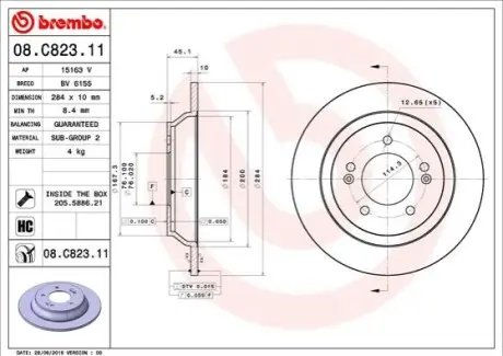 Тормозной диск BREMBO 08.C823.11