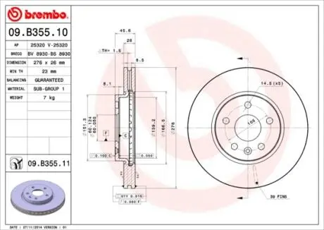 Тормозной диск BREMBO 09.B355.11