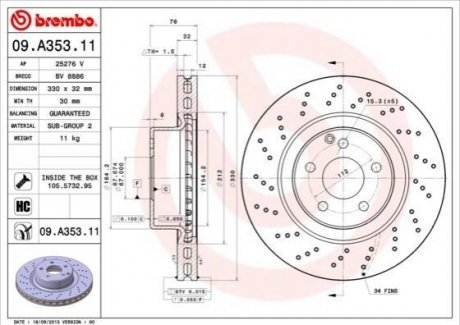 Гальмівний диск BREMBO 09.A353.11