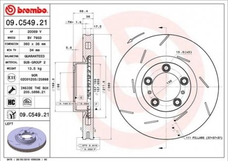 Тормозной диск BREMBO 09.C549.21
