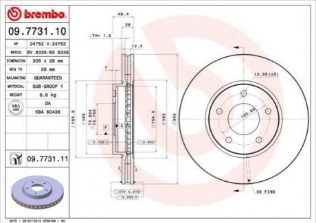 Тормозной диск BREMBO 09.7731.11 (фото 1)