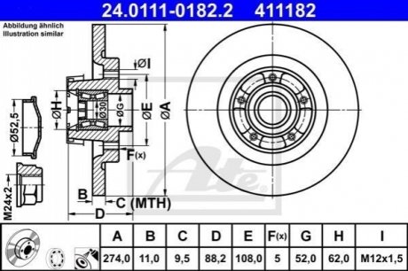 Тормозной диск ATE 24.0111-0182.2 (фото 1)