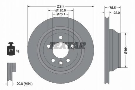 Тормозной диск TEXTAR 92121903 (фото 1)