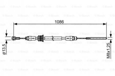Трос ручника (передній) Renault Master/Opel Movano 2.3 dCi/CDTI 10- (1086mm) BOSCH 1987482547