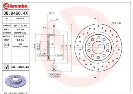Тормозной диск BREMBO 08.9460.4X