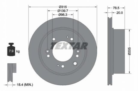 Гальмівний диск TEXTAR 92205000 (фото 1)