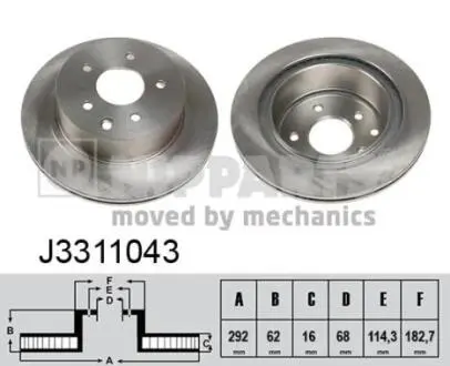 Гальмiвнi диски 432000016R, 432003112R, 432063NL0A, 432063NL0B, 432064BA0A NIPPARTS J3311043
