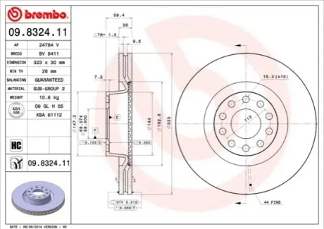 Тормозной диск BREMBO 09.8324.11