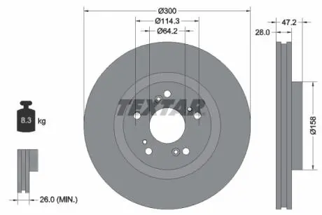 Тормозной диск TEXTAR 92284603
