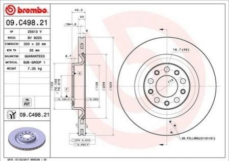 Тормозной диск BREMBO 09.C393.13