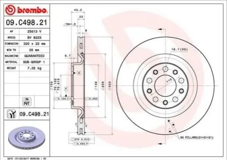 Гальмівний диск BREMBO 09.C393.13
