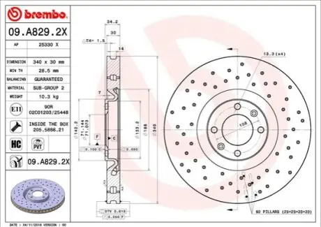 Тормозной диск BREMBO 09.A829.2X