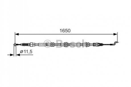 Трос ручника (задній) VW T5 04-09 (1650/1285mm) BOSCH 1987482016 (фото 1)