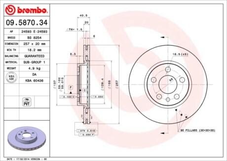 Тормозные диски BREMBO 09.5870.34