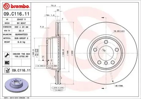 Тормозной диск BREMBO 09.C116.11