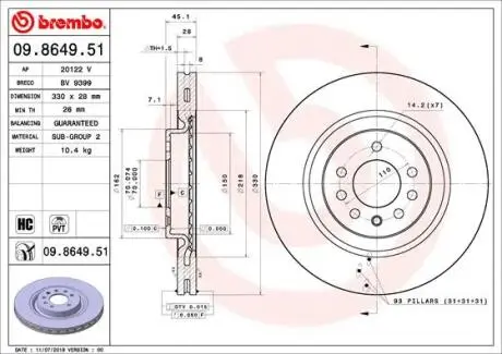 Тормозной диск BREMBO 09.8649.51