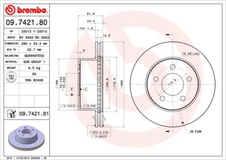 Тормозной диск BREMBO 09.7421.81