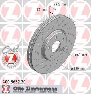 Гальмiвнi диски переднi ZIMMERMANN 400363220 (фото 1)