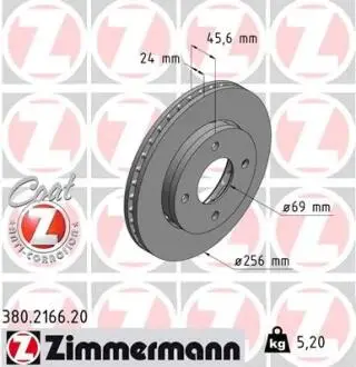 Гальмiвнi диски переднi ZIMMERMANN 380216620