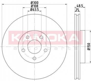 Гальмiвнi диски Ford C-Max/Focus II-III/Kuga I-II/Connect/Volvo C30/C70 03- KAMOKA 1031016 (фото 1)