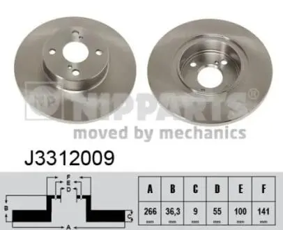 Фото гальмiвнi диски NIPPARTS J3312009 Гальмiвнi диски NIPPARTS J3312009