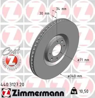 Гальмiвнi диски переднi ZIMMERMANN 440312720