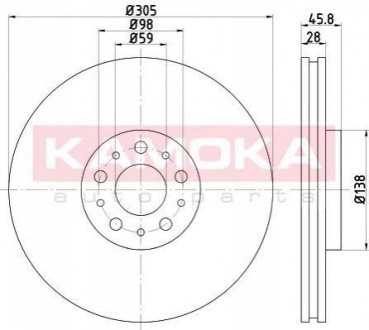 Тормозные диски FIAT DOBLO 10-/OPEL COMBO 12- KAMOKA 103294 (фото 1)