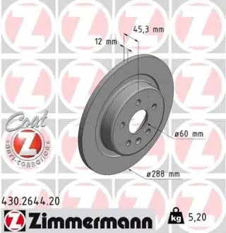 Гальмiвнi диски заднi ZIMMERMANN 430264420