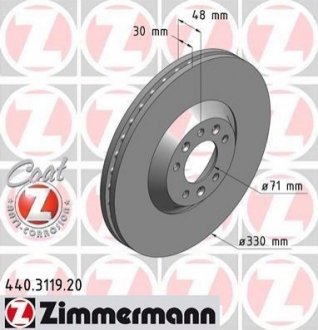 Гальмiвнi диски переднi ZIMMERMANN 440311920 (фото 1)