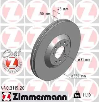 Гальмiвнi диски переднi ZIMMERMANN 440311920