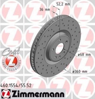 Гальмiвнi диски переднiй правий ZIMMERMANN 460155552