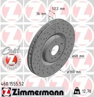 Гальмiвнi диски переднiй правий ZIMMERMANN 460155552
