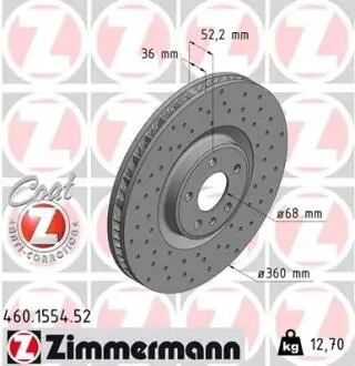 Гальмiвнi диски переднiй лiвий ZIMMERMANN 460155452