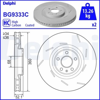 Гальмiвнi диски переднiй лiвий Delphi BG9333C