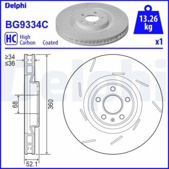 Гальмiвнi диски переднiй правий Delphi BG9334C