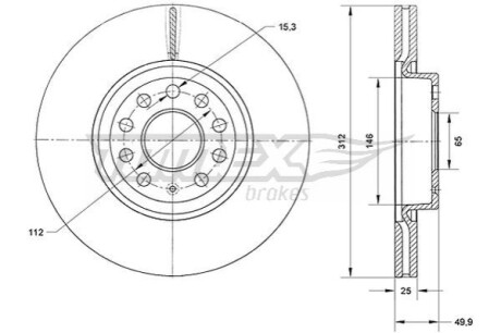 Гальмiвнi диски Audi A3/Q3/Skoda Octavia/SuperB/VW Caddy/Golf/Passat 04- TOMEX 7112