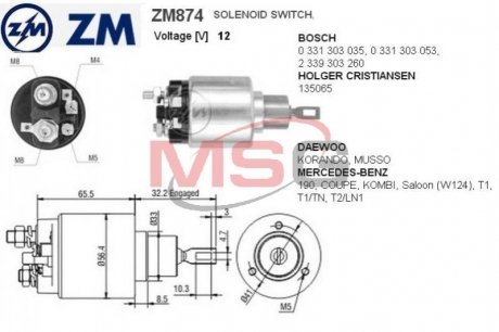 Реле втягуюче стартера ZM ZM874