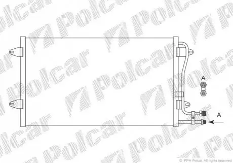 Радіатор кондиціонера VW LT 28-35 II автобус (2DB, 2DE, 2DK) 96-06, LT 28-46 II c бортовой платформой Polcar 9571K8C1S