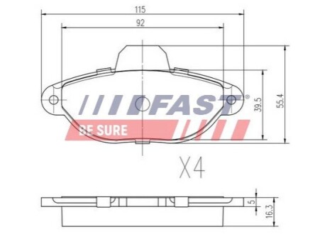 Колодки гальмівні дискові передні FIAT FIORINO 07-н. в., FIAT QUBO 08-н. в., FIAT PANDA 03-12 FAST FT29005 (фото 1)