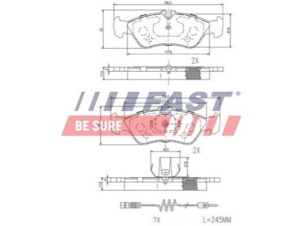 Колодки тормозные дисковые задние комплект MERCEDES SPRINTER 901-905 95-06, VW LT28-55 96-06 FAST FT29018