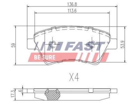 Колодки тормозные дисковые передние RENAULT GRAND SCENIC 04-09, KANGOO 97-07, MEGANE 03-09 FAST FT29531