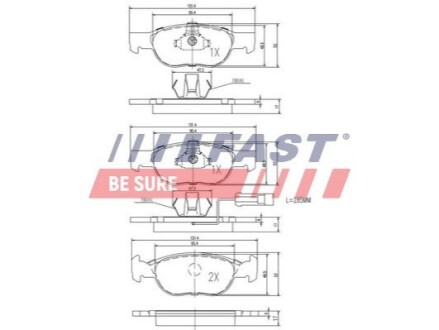 Колодки тормозные дисковые передние комплект FIAT Brava 95-01, Bravo 95-01, Marea 96-02 FAST FT29004