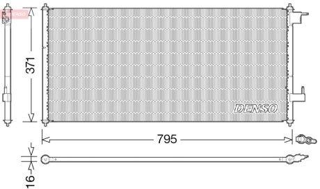 Радіатор кондиціонера FORD TOURNEO CONNECT 02-, TRANSIT CONNECT (P65_, P70_, P80_) 02- DENSO DCN10030