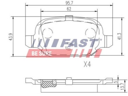 Колодки тормозные дисковые задние FIAT 500 07-н.в., PANDA 03-12, PUNTO CLASSIC 03-10 FAST FT29162