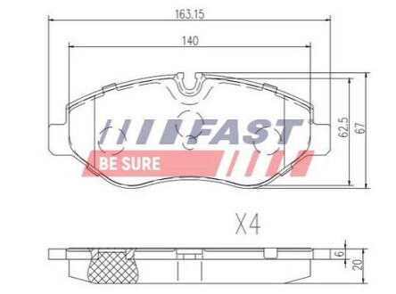 Колодки тормозные дисковые передние MERCEDES SPRINTER 906 06-18, VW CRAFTER 06-16 FAST FT29019