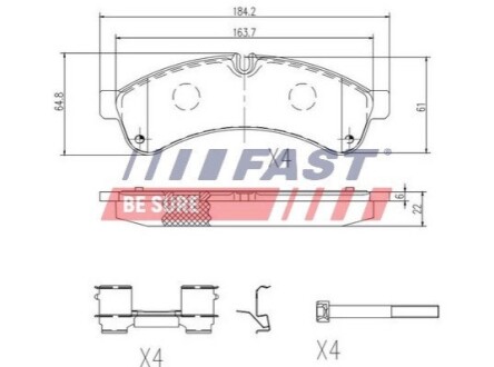 Колодки гальмівні дискові задні IVECO DAILY E4 06-11, E5 11-14, E6 14-н. в. FAST FT29153