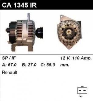 Генератор відновлений /110A, 3PV/ RENAULT CLIO II 98-05, KANGOO 97-08 MSG CA1345IR